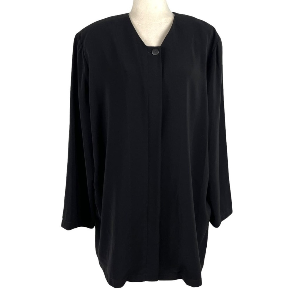 Vintage Hino & Malee Womens Size Medium Minimalist Boxy Oversized Black Jacket